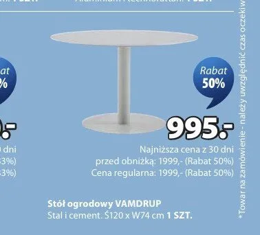 Stół ogrodowy VAMDRUP Jysk promocja w Jysk