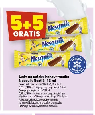 Lody na patyku kakao-wanilia Nesquik Nestlé promocja w Twój Market