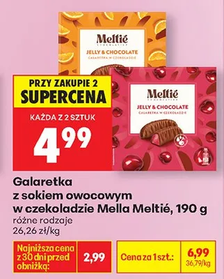 Galaretka z sokiem owocowym w czekoladzie różne rodzaje Meltié promocja w Biedronka