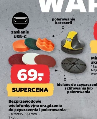Bezprzewodowe wielofunkcyjne urządzenie do czyszczenia i polerowania, tarcza 100 mm promocja w Netto
