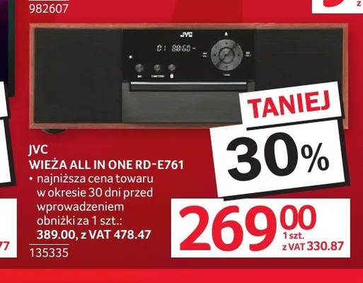 Wieża All in One JVC promocja w Selgros