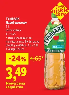 Napój owocowy Tymbark promocja w Lidl