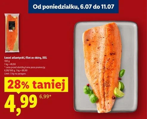Łosoś atlantycki filet ze skórą XXL promocja w Lidl