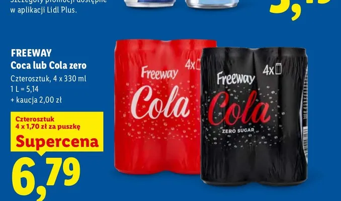 Napój Freeway Cola Zero 4-pak 330 ml promocja w Lidl