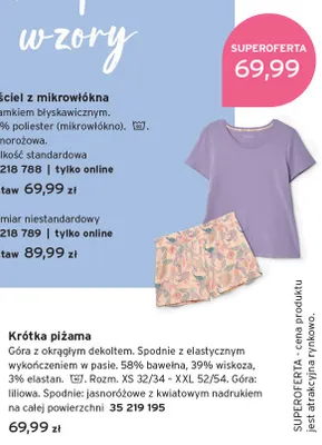 Krótka piżama promocja w Tchibo