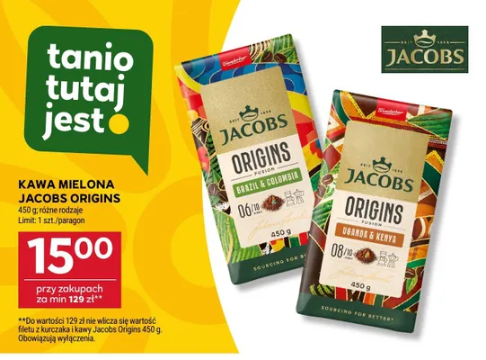 Kawa mielona Jacobs Origins Uganda & Kenya promocja w Stokrotka