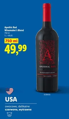 Wino czerwone Apothic Red Winemaker's Blend promocja w Lidl