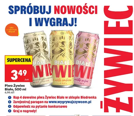 Piwo Żywiec Białe różne smaki promocja w Biedronka