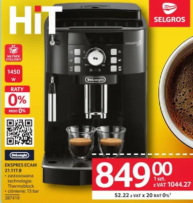 Ekspres ECAM 21.117.B DeLonghi promocja w Selgros