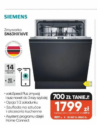 Zmywarka Siemens SN63HX16VE promocja w Max Elektro