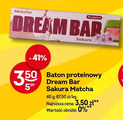 Baton proteinowy Dream Bar Sakura Matcha promocja w Żabka