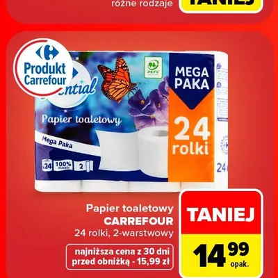 Papier toaletowy Carrefour 24-pak 2-warstwowy promocja w Carrefour