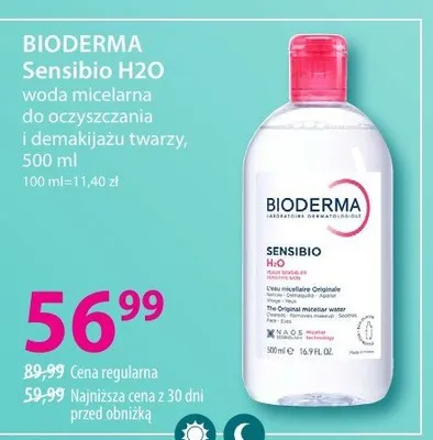 Woda micelarna do oczyszczania i demakijażu twarzy Sensibio H2O promocja w Hebe