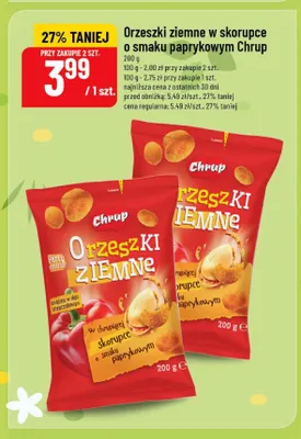 Orzeszki ziemne w skorupce o smaku paprykowym Chrup promocja w POLOmarket