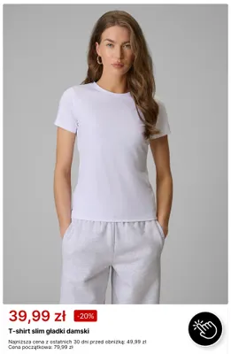 T-shirt slim gładki damski promocja w 4F