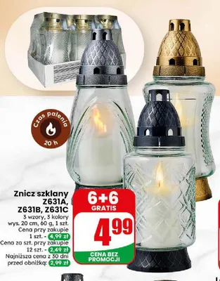 Znicz szklany Z631B promocja w Dino