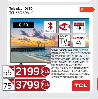 Telewizor QLED TCL 75P81K promocja w kakto.pl