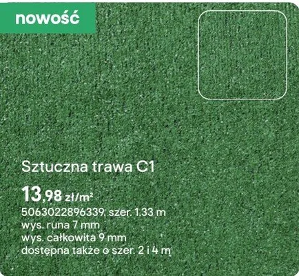 Sztuczna trawa C1 promocja w Castorama
