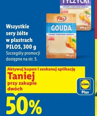 Sery żółte w plastrach Pilos promocja w Lidl