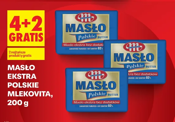 Masło extra polskie 4+4 GRATIS promocja w Biedronka