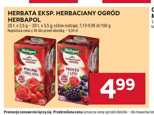 Herbata ekspresowa Herbaciany Ogród Malina z dziką różą Herbapol promocja w Stokrotka
