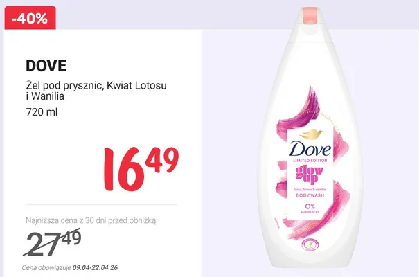 Żel pod prysznic, Kwiat Lotosu i Wanilia promocja w Rossmann
