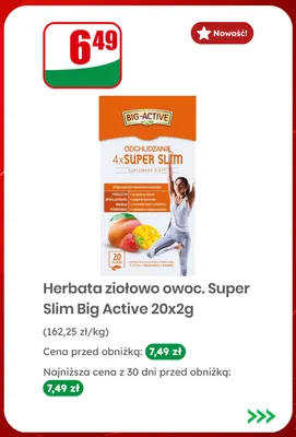 Herbata ziołowo-owocowa Super Slim Big-Active promocja w Dino