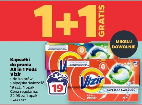 Kapsułki do prania All in 1 Pods alpejska świeżość Vizir promocja w Netto