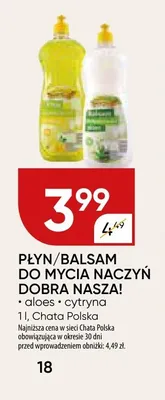 Balsam do mycia naczyń Dobra Nasza! aloes promocja w Chata Polska