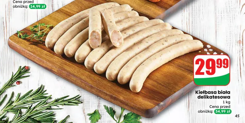 Kiełbasa biała delikatesowa promocja w Dino
