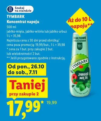 Koncentrat napoju jabłko-mięta Tymbark promocja w Lidl