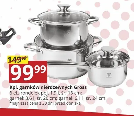 Komplet garnków nierdzewnych Gross 6-pak promocja w Prymus AGD
