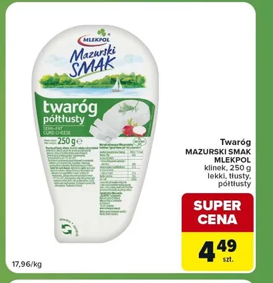 Twaróg półtłusty Mazurski Smak Mlekpol promocja w Carrefour Express