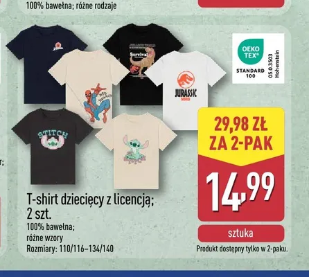 T-shirt dziecięcy z licencją 2-pak promocja w Aldi
