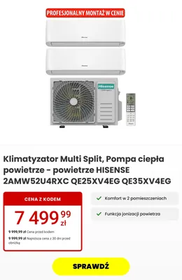 Klimatyzator Multi Split Pompa ciepła powietrze - powietrze Hisense promocja w Media Expert