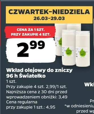 Wkład olejowy do zniczy 96 h promocja w Netto