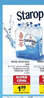 Woda mineralna Staropolanka 800 średniozmineralizowana niegazowana promocja w Carrefour
