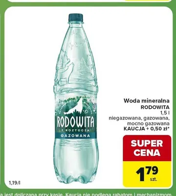 Woda mineralna gazowana Rodowita promocja w Carrefour Express