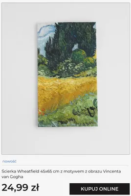 Ścierka kuchenna home & you Wheatfield 45x65 cm z motywem z obrazu Vincenta van Gogha promocja w home&you