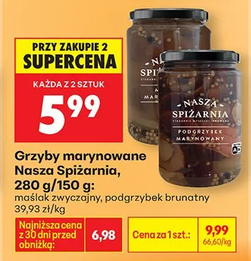 Grzyby marynowane maślak zwyczajny, podgrzybek brunatny promocja w Biedronka