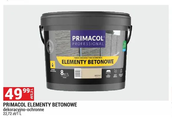 Farba dekoracyjno-ochronna Elementy Betonowe Primacol promocja w Merkury Market