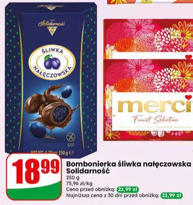 Bombonierka śliwka nałęczowska Solidarność promocja w Dino