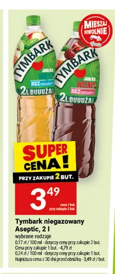 Napój niegazowany Tymbark Aseptic jabłko mięta 2 l promocja w Twój Market