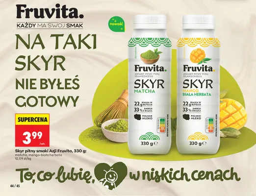 Jogurt pitny skyr matcha promocja w Biedronka