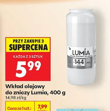 Wkład olejowy do zniczy Lumia promocja w Biedronka