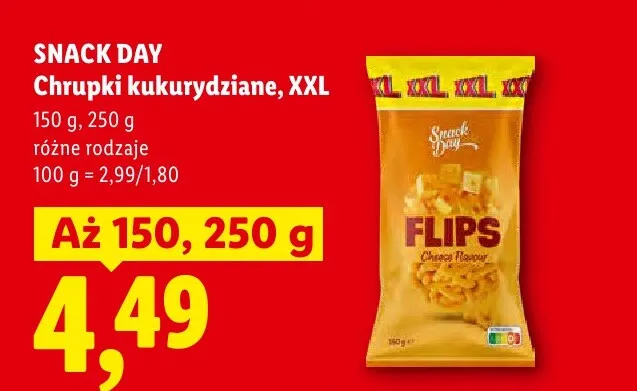 Chrupki kukurydziane Snack Day XXL promocja w Lidl