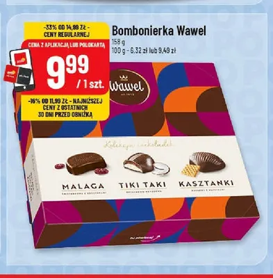 Bombonierka Wawel Kolekcja czekoladek Malaga Tiki Taki Kasztanki promocja w POLOmarket