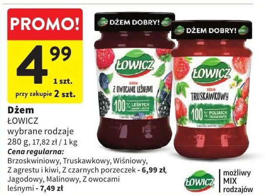 Dżem wybrane rodzaje promocja w Intermarche