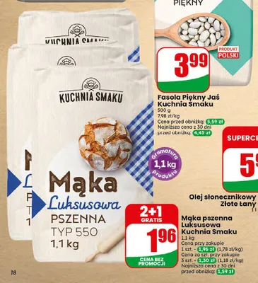 Mąka pszenna Luksusowa Kuchnia Smaku typ 550 promocja w Dino