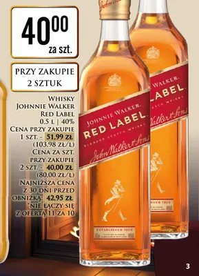 Whisky Johnnie Walker Red Label promocja w Dino